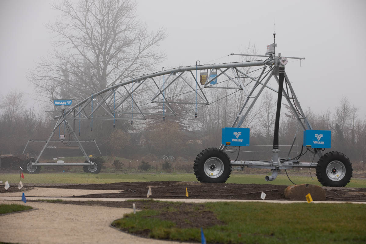 Large irrigation equipment in a field