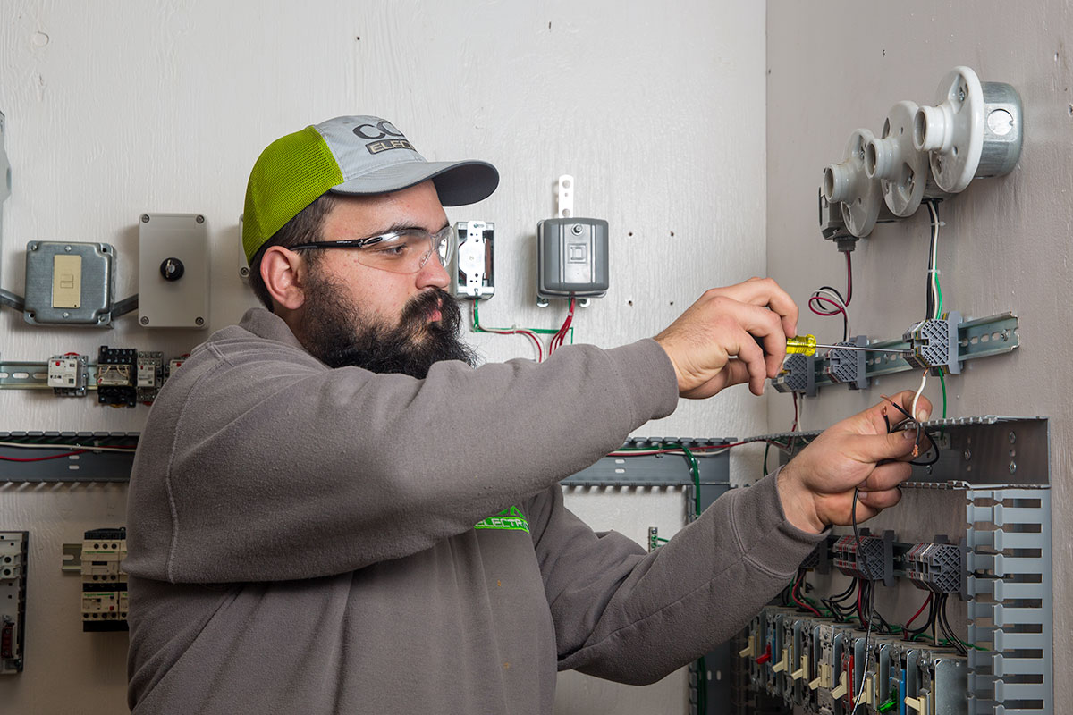 Man working on wiring