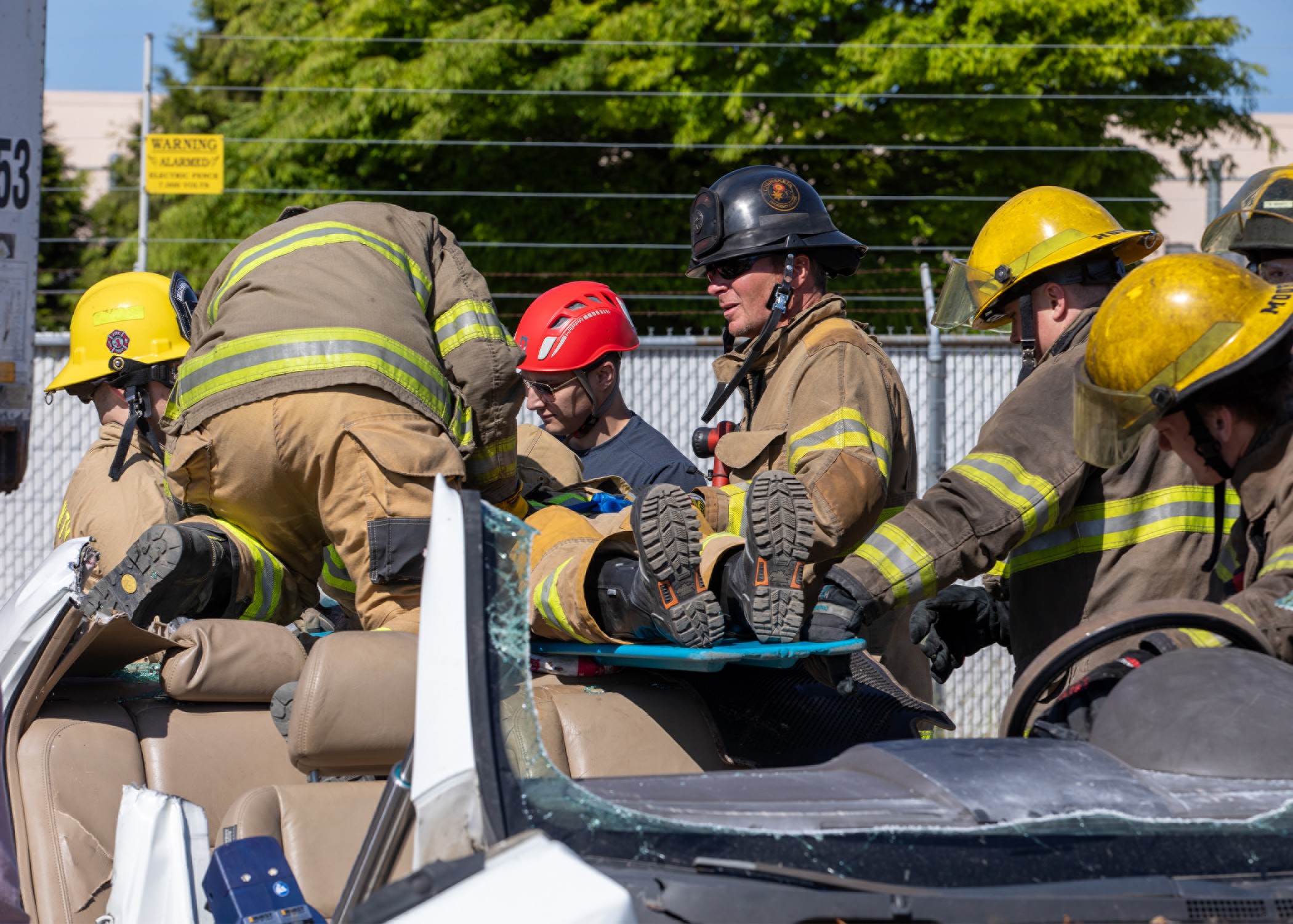EMT professionals assisting at a car accident